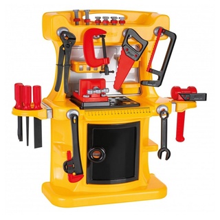 Pilsan Spielwerkzeug Kinder-Werkbank Lux 03538, mit Kinderwerkzeug 50-teilig, Hammer, Schrauben gelb