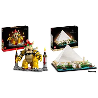 LEGO 71411 Super Mario Der mächtige Bowser, 3D-Modell-Bausatzs & 21058 Architecture Cheops-Pyramide Bausatz zum Basteln als kreatives Hobby