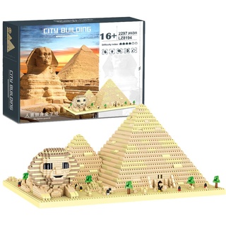 NVOSIYU Architecture The Sphinx Pyramid Mini Bausteine, Mini Blocks Architektur Modell DIY Diamond Blocks Spielzeug Geschenkidee für Erwachsene (2297Pcs)