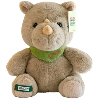 Plüschtier Nilpferd Puppe Stofftier Kissen Kuscheltier Nashorn, zum Spielen und Kuscheln, Weiches Schmusetier für Mädchen, Jungen, Babys (45 cm,Nashorn)