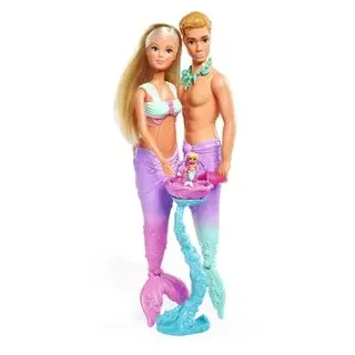 Steffi-Love Puppe Mermaid Family, ab 3 Jahre, Steffi und Kevin als Meerjungfrau/-mann, 29 cm