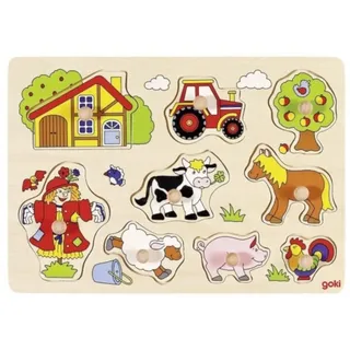 goki Steckpuzzle Steckpuzzle Bauernhof VI 8 tlg. 57995 30x21x2,4cm Puzzle, 8 Puzzleteile, Mit extra großen Teilen