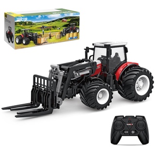 RC-Traktor Ferngesteuerter Farm Fork Traktor Spielzeug ab 3 4 5 Jahre, Ferngesteuert Ackerschlepper mit Licht und Sound