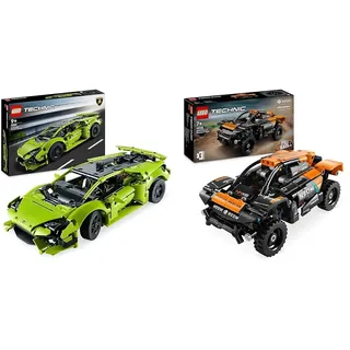 LEGO Technic Lamborghini Huracán Tecnica Spielzeugauto-Modellbausatz & Technic NEOM McLaren Extreme E Race Car Set, Auto-Spielzeug mit Rückziehmotor für Kinder