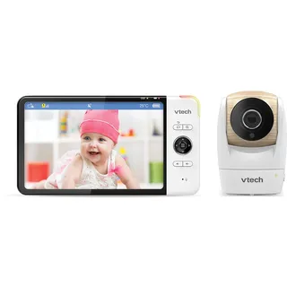 VTech Babymonitor VM919 HD – Video-Babyphon mit Weitwinkelkamera – 360° Panoramasicht, HD-Video, klarer Sound, 7" LCD-Farbbildschirm mit Nachtsichtfunktion, Gegensprechfunktion, Liedern u.v. m.