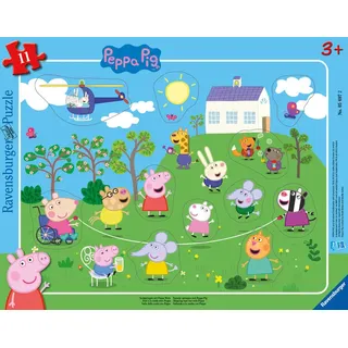 Ravensburger Kinderpuzzle 05697 - Seilspringen mit Peppa Wutz - 11 Teile Peppa Pig Rahmenpuzzle für Kinder ab 3 Jahren