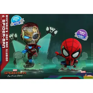 Hot Toys Spider-Man: Far From Home figurines Cosbaby (S) Mysterio's Iron Man Illusion & Spider-Man 10 cm