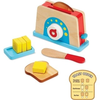 Melissa & Doug Kinder-Toaster Toaster Set aus Holz - Kinderküchengeräte Küche Haushaltsgeräte bunt
