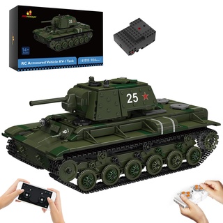 JMBricklayer Technik Militär Panzer Bausteine, 61515 WW2 KV-1 Panzer klemmbausteine, Ferngesteuerter Panzer Spielzeug für Erwachsene und Jungen