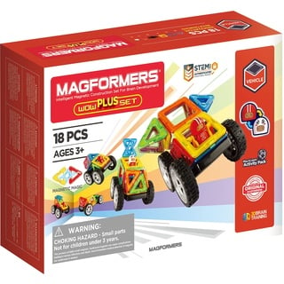 Magformers Wow Plus Set-magnetische Bausteine 18 TeileMagnetspielzeug-Magneten Fuer KinderMagnetbausteine Set-Magnet Spielzeug für Kinder Geschenk Jahre Junge Mädchen-Bauklötze-Bausatz, 707020