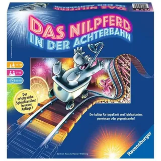 Ravensburger Spiel Ravensburger 26772 Das Nilpferd in der Achterbahn, Familienspiel, Ravensburger 26772 Das Nilpferd in der Achterbahn, Familienspiel, Made in Europe bunt