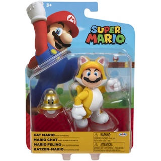 SUPER MARIO Actionfigur Katze Mario Sammelspielzeug mit Glocke Zubehör 10,2 cm