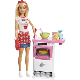 Barbie FHP57 - Barbie-Puppe mit Backofen und aufgehendem Gebäck, Spielzeug ab 3 Jahren