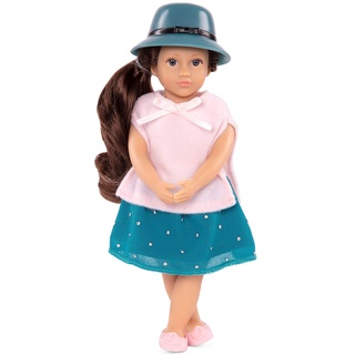 Lori LO31159Z 45746 Puppe Valentina-15 cm groß, Lange Haare, Stehpuppe beweglich, weicher Körper-für Kinder ab 3 Jahren, Mehrfarbig