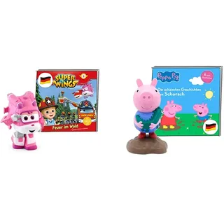 tonies Hörfigur für Toniebox, Super Wings – Feuer im Wald & Hörfigur für Toniebox, Peppa Wutz – Die schönsten Geschichten von Schorsch, Hörspiel für Kinder ab 3 Jahren, Spielzeit ca. 44 Minuten