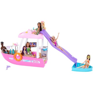 Puppen Fahrzeug BARBIE "Barbie Traumboot mit Pool und Rutsche inkl. Barbie Zubehör" Puppenausstattungen rosa Kinder Barbie