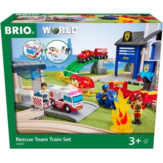 Spielzeugeisenbahn-Erweiterung BRIO "BRIO WORLD, Polizei und Feuerwehr Set Deluxe" Spielzeugeisenbahn-Erweiterungen bunt Kinder Ab 3-5 Jahren