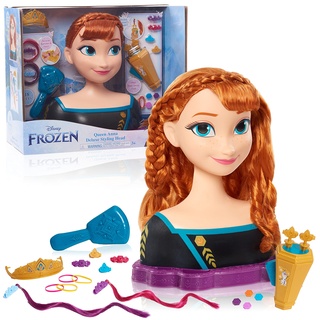 Just Play Disney Die Eiskönigin 2 Deluxe-Frisierkopf Königin Anna mit Zubehör, 18-teilig, rotes Haar, Kinderspielzeug ab 3 Jahren