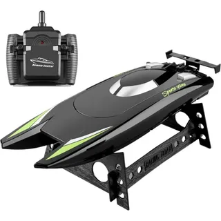 1 Set RC Rennboot USB wiederaufladbar wasserdichter Schutz Dual Motor Hochgeschwindigkeitssimulation Driftspielzeug Anti-Interferenz 2,4 G Fernbedi... - Schwarz