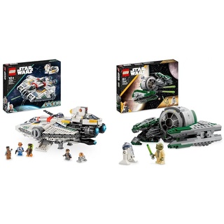 LEGO 75357 Star Wars Ghost & Phantom II Set mit 2 Ahsoka-Fahrzeugen & 75360 Star Wars Yodas Jedi Starfighter, Clone Wars Fahrzeug-Set mit Meister Yoda-Minifigur