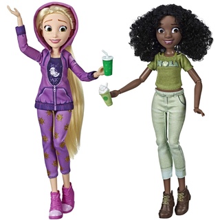 Disney Prinzessinnen Comfy Squad Rapunzel und Tiana, Puppen zum Film Chaos im Netz mit Freizeit-Outfit und Zubehör