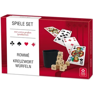 ASS Altenburger 22570305 - Spiele Set - Rommé / Kreuzwortwürfeln mit extra groߟen Spielkarten