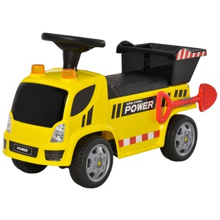 HOMCOM Sitzbagger für Kinder Rutscherfahrzeug mit Kippen Eimer und Schaufel Fuß Rutscherauto unter S