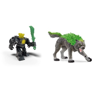 SCHLEICH 42600 Eldrador Mini Creatures Schatten-Dschungel-Roboter, ELDRADOR Creatures - Sammelfigur & 70153 Granitwolf, für Kinder ab 7-12 Jahren, ELDRADOR Creatures - Spielfigur