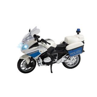 Toi-Toys 29654B Polizeimotorrad 1:20 mit Licht und Sound, Polizeispielzeugmotorrad Modell-Motorrad Polizei, Weiß