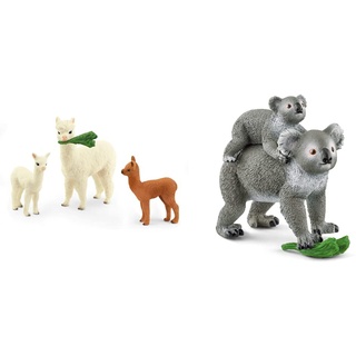SCHLEICH 42544 Alpakafamilie, für Kinder ab 3+ Jahren, WILD Life - Spielset 42566 Koala Mutter mit Baby, für Kinder ab 3+ Jahren, WILD Life - Spielset