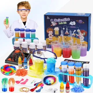 LEAZZLE 70+ Wissenschaft Experimente Kit für Kinder Alter 4-6-8-12,STEM Aktivitäten Wissenschaftler Spielzeug Geschenke für Jungen Mädchen Chemie Set,Kristalle Züchten,Regenbogenregen,Vulkanausbruchs.