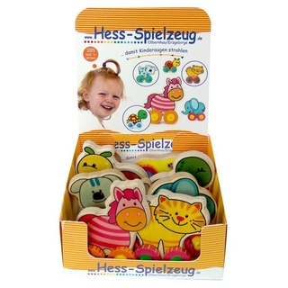 HESS SPIELZEUG Nachziehtier Babyspielzeug Display mit 7 Holztieren auf Rädern BxLxH 100x50x90mm N bunt