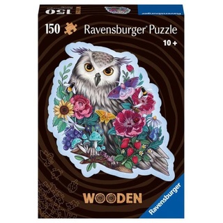 Ravensburger 17511 - Wooden, Geheimnisvolle Eule, Kontur-Holz-Puzzle inkl. 15 Whimsies, 150 Teile