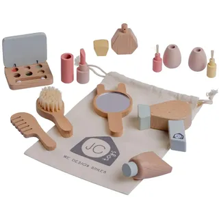 JC TOYS Schminkset für Kinder, 10-teilig, Holz-Set, Make-up-Zubehör für Mädchen, Simulationsspiele, inkl. Aufbewahrungstasche, ideal zum Verschenken, ab 3 Jahren