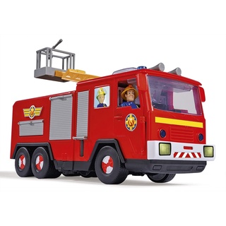 Simba - Feuerwehrmann Sam – LKW Jupiter Serie 13 – Figuren Sam + Radar im Lieferumfang enthalten – Ton- und Lichtfunktionen – viel Zubehör – 109252516038 Rot