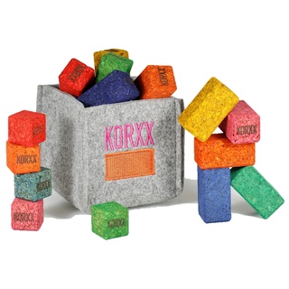 Korxx Brickle, farbige Baublöcke (klein, 17 Stück), 340 g
