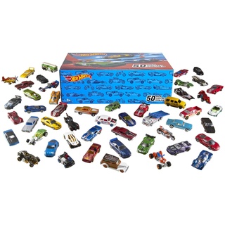 Hot Wheels Autos Set, 50er Pack, Verschiedene Modelle von Spielzeugautos, Maßstab 1:64, mit realistischen Details, Auto Spielzeug, Stile variieren, Spielzeug ab 3 Jahre, V6697