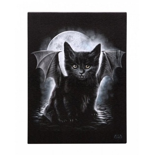 Horror-Shop Dekofigur Bat Cat Bild auf Leinwand 19 x 25 cm schwarz|weiß