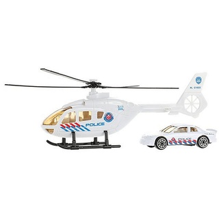 Modellauto Hubschrauber mit Auto Feuerwehr Polizei Ambulance Einsatzfahrzeug Modell Helicopter Spielzeugauto Spielzeug Geschenk Kinder 83 (Polizei-Weiss) weiß
