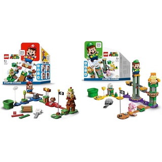 LEGO 71360 Super Mario Abenteuer mit Mario & 71387 Super Mario Abenteuer mit Luigi – Starterset, Spielzeug mit Einer interaktiven Figur, modulares Set