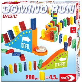 Noris 606062022 Domino Run Basic - Set mit 200 Steinen und Einer Rampe für einen beeindurckenden Parcour, ab 3 Jahren