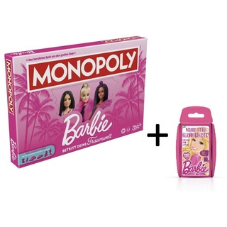 Hasbro Spiel, Monopoly - Barbie + Top Trumps Barbie Brettspiel Gesellschaftsspiel
