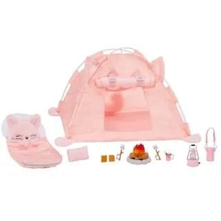 Na Na Na Surprise Kitty-Cat Campground - Spielset für Plüschpuppen mit Kätzchenzelt & 10+ Accessoires - Schlafsack, Lagerfeuer, Laterne & mehr - Einfacher Aufbau - Zum Sammeln - Für Kinder ab 5 Jahren