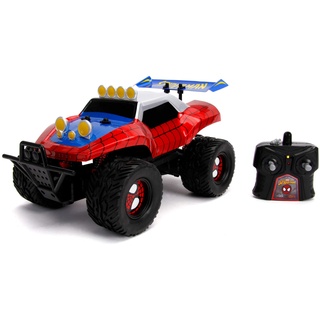 Jada Toys Marvel RC-Auto Spiderman, Buggy, Ferngesteuertes Auto, Turbofunktion, 2-Kanal Funkfernbedienung, USB-Ladefunktion, inkl. Batterien, 1:14, rot/blau