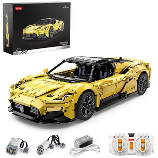 Rastar 93500 Technik Sportwagen Bausatz für Maserati MC20, 3457 Teile 1:8 mit 2 Motoren und LED Lichter Groß Ferngesteuert Technik Auto Klemmbausteine (Originalverpackung) (Dynamische Version)