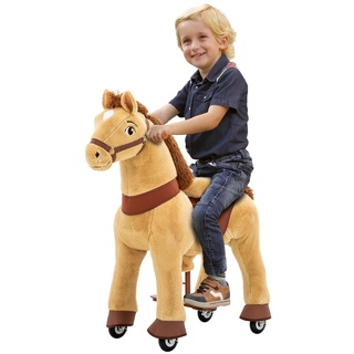 Miweba MisterEd | 3 JAHRE GARANTIE - E-Serie Pferd - Schaukelpferd mit Handbremse - Kuscheltier - Spielpferd zum Reiten - Kinder Pony auf Rollen - Plüschtier - Reitpferd - 4-8 Jahre