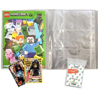 Bundle mit Lego Minecraft Serie 1 Trading Cards - 1 Leere Sammelmappe + 2 Limitierte Star Wars Karten + Exklusive Collect-it Hüllen