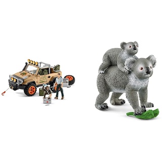 SCHLEICH 42410 Geländewagen mit Seilwinde, für Kinder ab 3+ Jahren, WILD Life - Spielset & 42566 Koala Mutter mit Baby, für Kinder ab 3+ Jahren, WILD Life - Spielset
