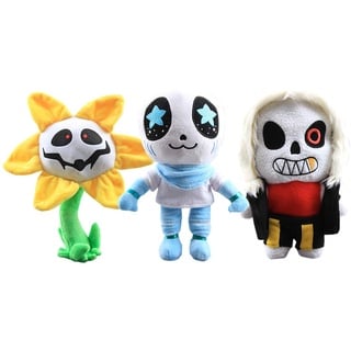 lefeng Undertale Plüsch Puppen Undyne Flowey Plüschtier Stofftier Alphys Asrie Ghost Alien Sans Kuscheltier Spielzeug (Alien Sans & Flowey & New Sans)