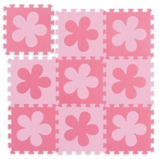 relaxdays Puzzlematte Puzzlematte Blumenmuster, Rosa-Pink rosa